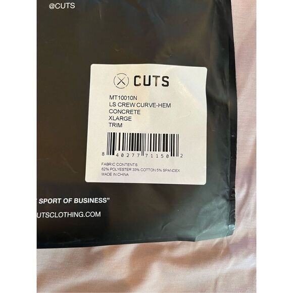 Cuts Clothing Men's AO Long Sleeve Curve Hem Tee In Concrete Size XL NWOT - Picture 6 of 6